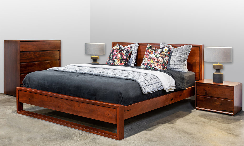 Apartment style solid jarrah timber wood king queen bed bedroom suite Perth WA