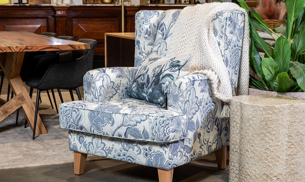 Heidi Classic Reading Chair Armchair Lunge room furniture upholstered fabric made in Perth WA