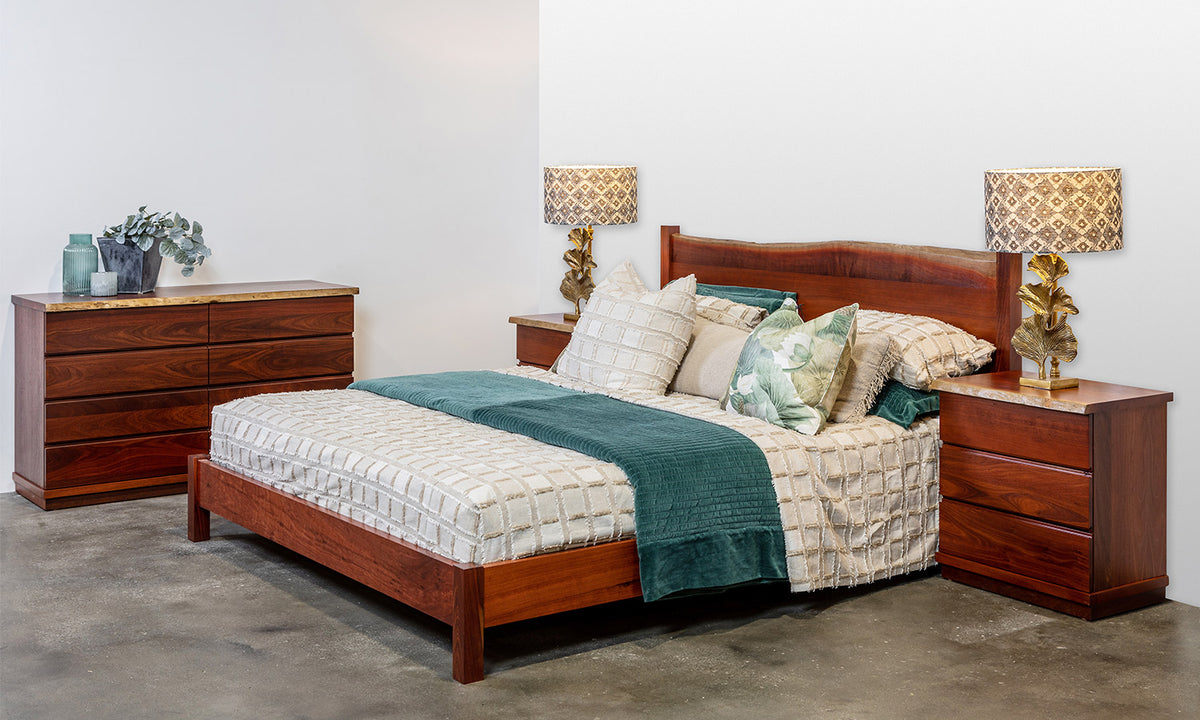 Natural Edge Jarrah Timber Queen or King Bed & Bedroom Suite Perth WA