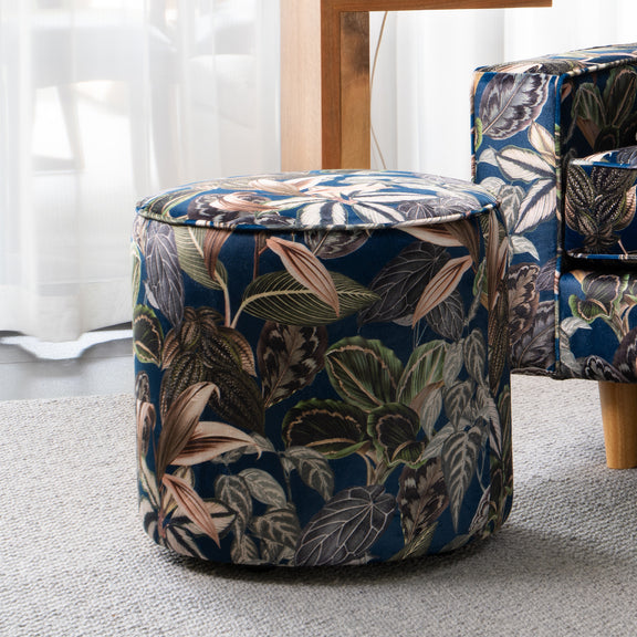 Round Upholstered Ottoman Footstool Lounge Room Furniture Perth