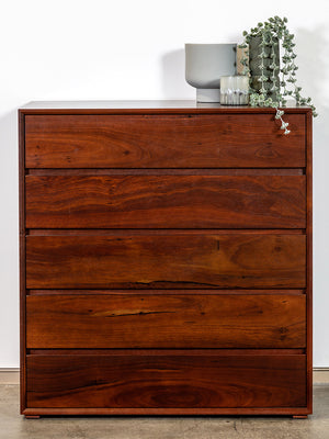 Apartment Solid Jarrah Timber Wood Tallboy Chest of Drawers Bedroom Suite Furniture Perth WA