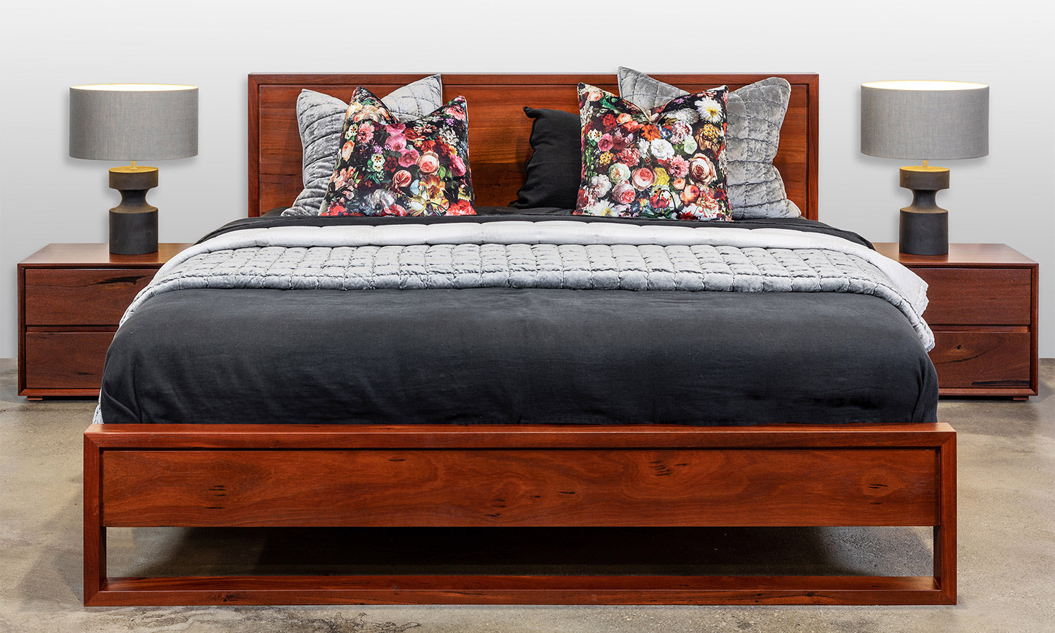 Apartment style solid jarrah timber wood king queen bed bedroom suite Perth WA