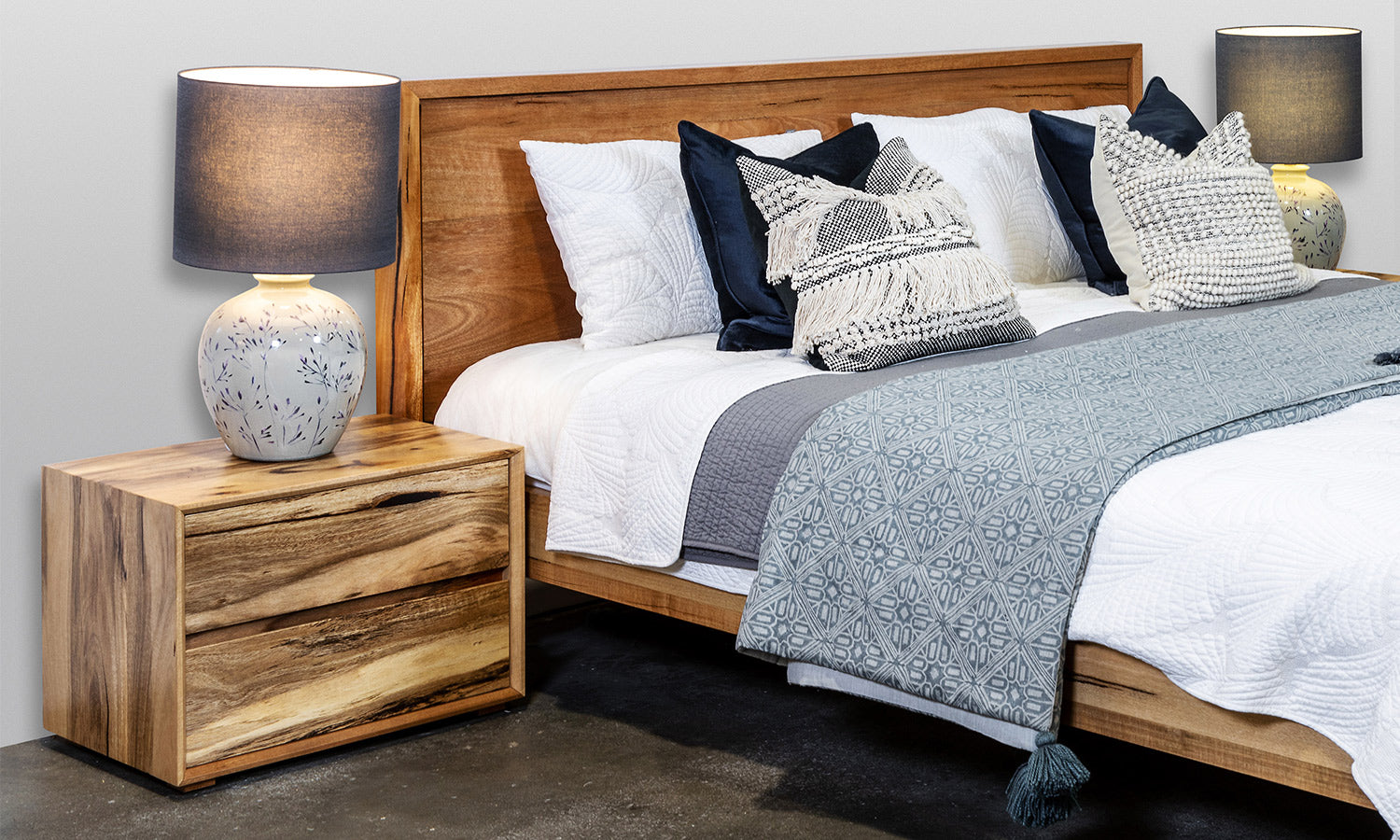 Solid Marri or Jarrah Timber Bedside Tables One or Two Drawers