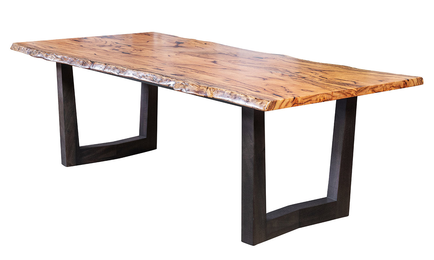 Gathwood Original Marri Timber Slab Natural Edge Dining Table Made in Perth WA Dark Stained Timber Base