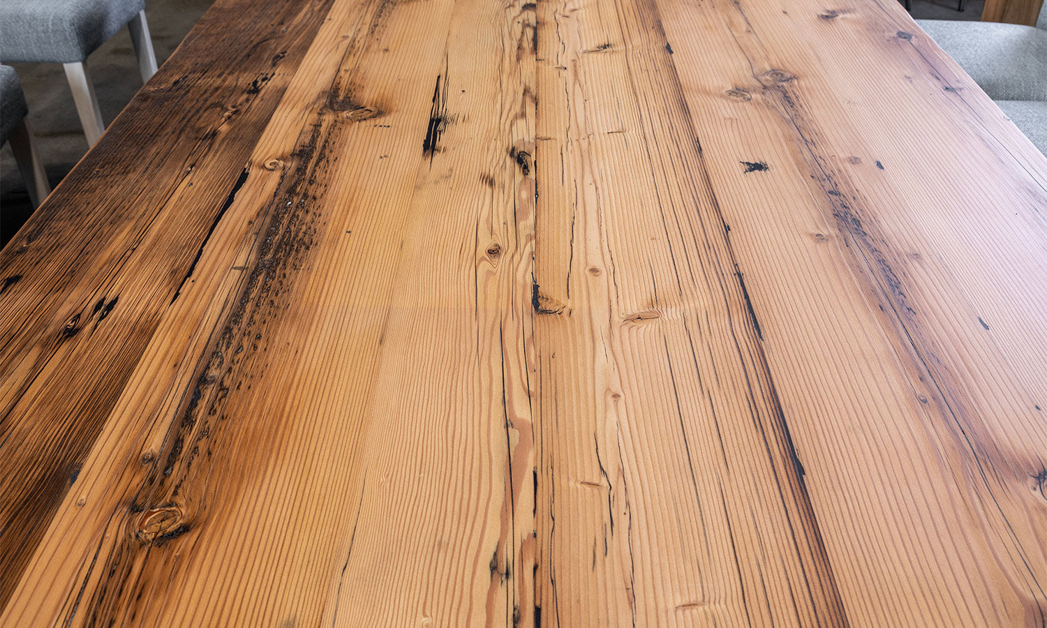 Hamptons Recycled Timber Wood Baltic Pine Dining Table Perth WA Oregon Pine Detail
