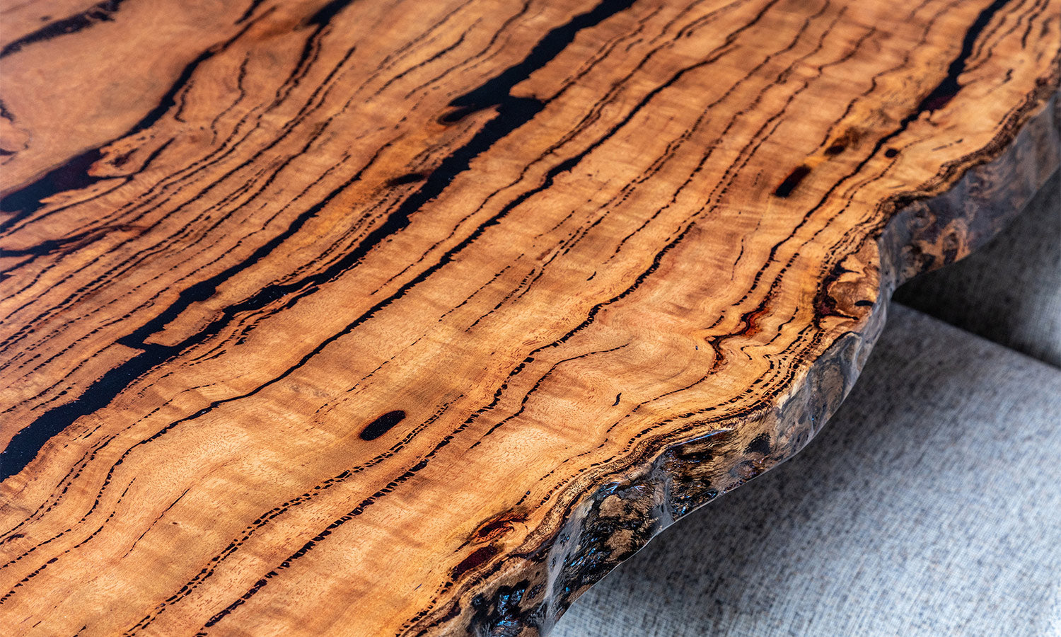 Intwine Solid Marri Timber Slab Dining Table Closeup Detail wood made in Perth, WA