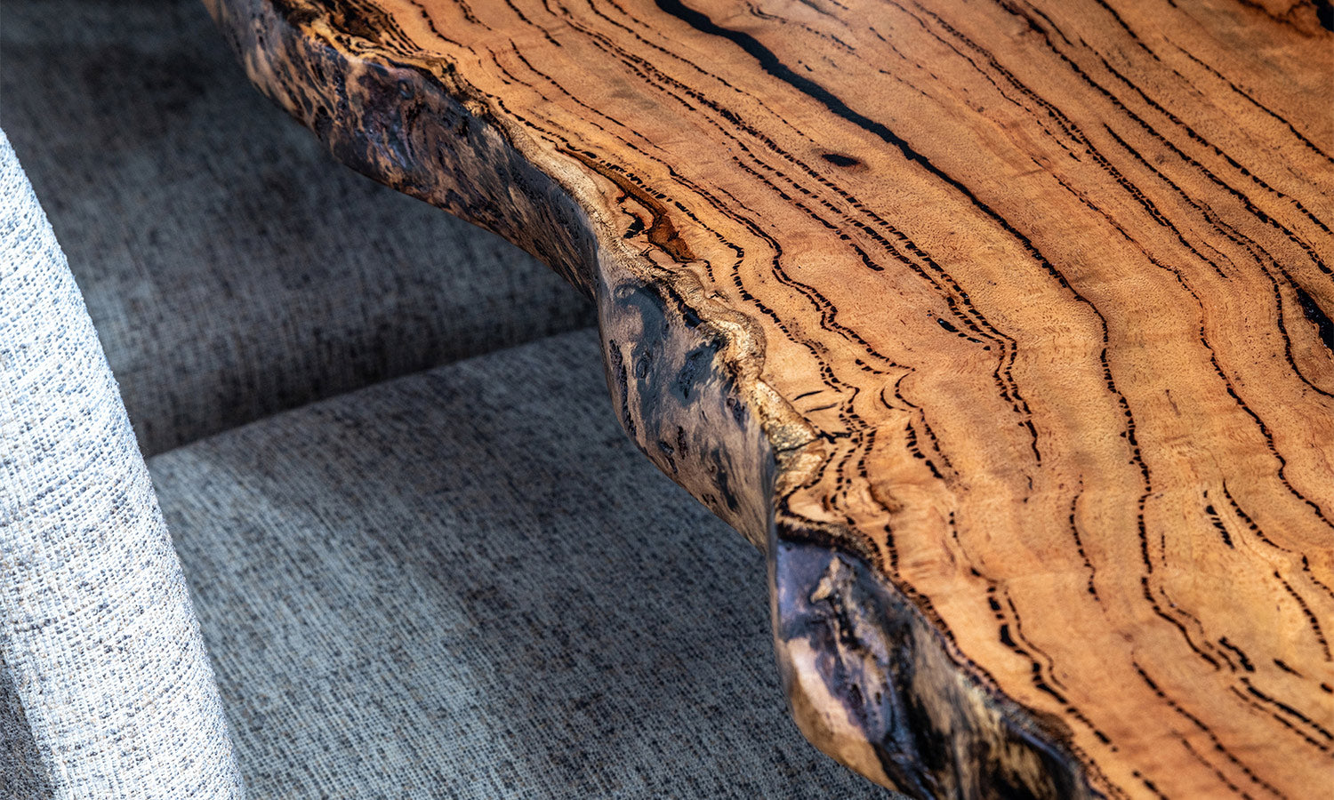 Intwine Solid Marri Timber Slab Dining Table Closeup Detail wood made in Perth, WA