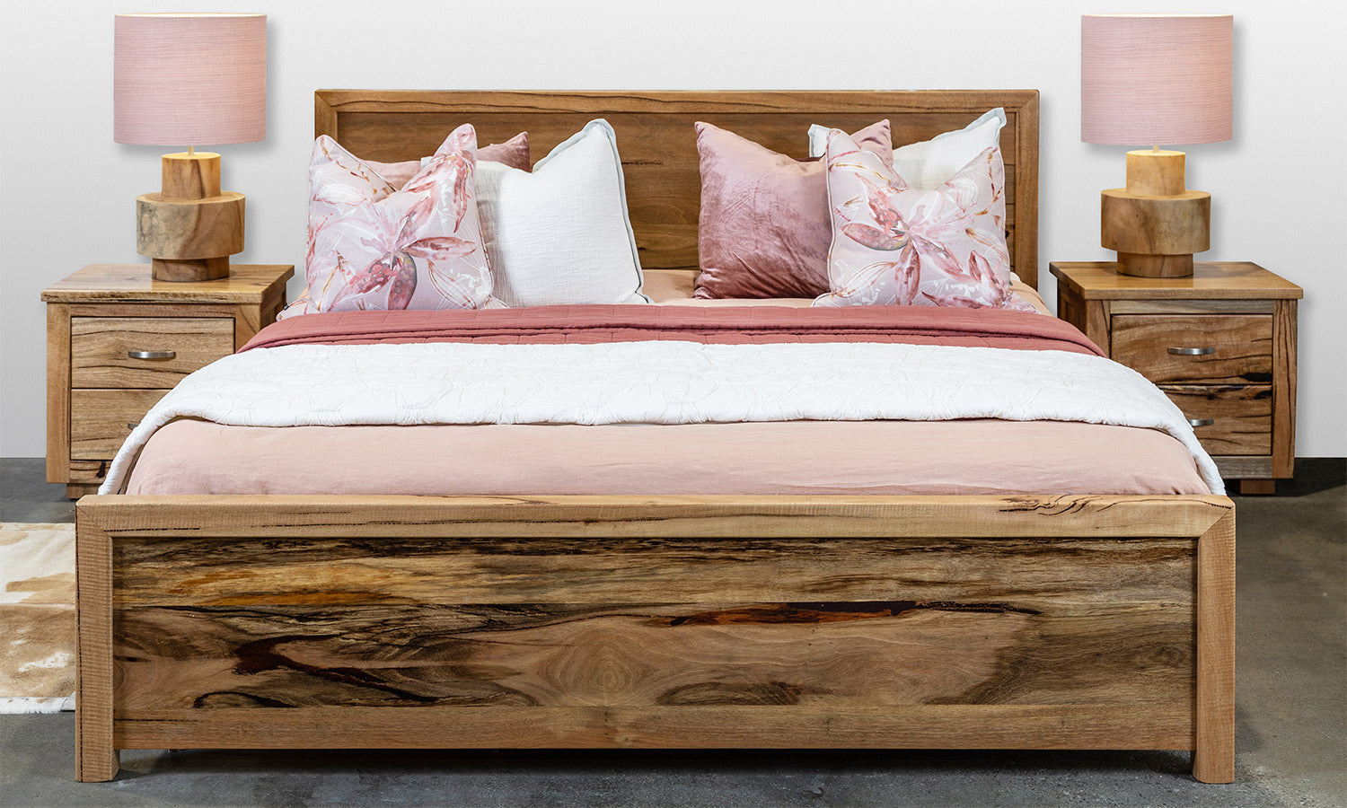 Leeuwin Solid Marri Timber Wood WA Made Queen or King Bed and Bedroom Suite with bedside tables, Perth WA