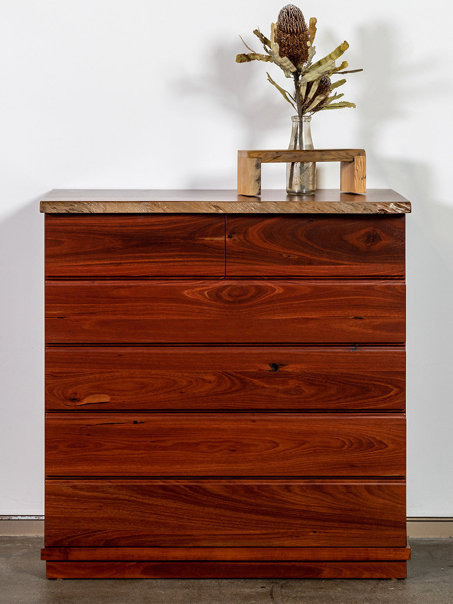 Naturaliste Natural Edge Solid Jarrah Timber Tallboy Chest of Drawers Bedroom Suite Made in Perth, WA