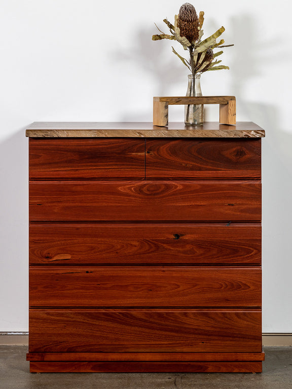 Naturaliste Natural Edge Jarrah Timber Wood Bedroom Furniture Chest of Drawers Tallboy