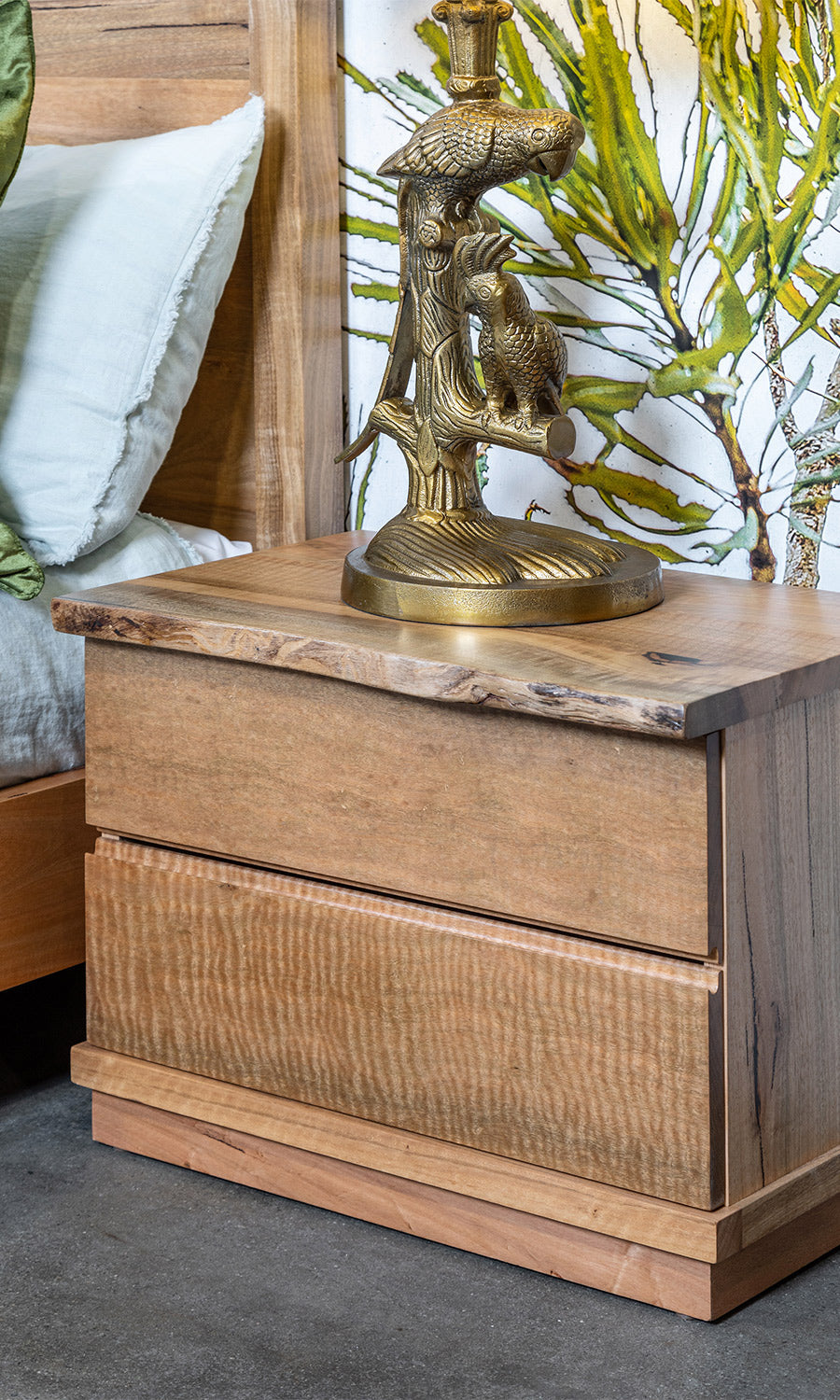 Naturaliste Natural Edge Marri Timber Wood Bedside Tables with drawers - Perth WA