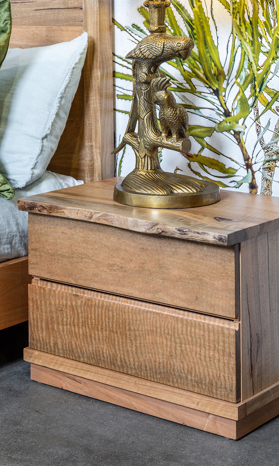 Naturaliste Natural Edge Marri Timber Wood Bedside Tables with drawers - Perth WA