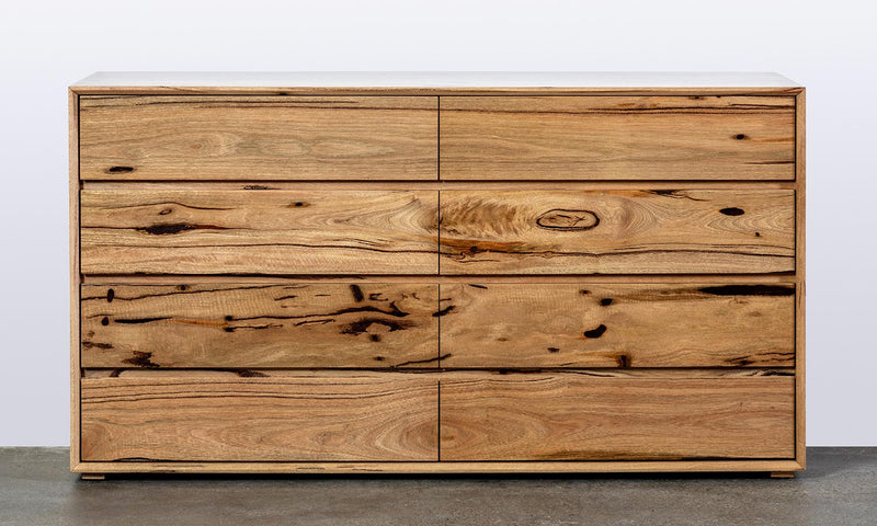 Marri Timber Wood 8 Drawer Bedroom Dresser Chest of Drawers Perth WA