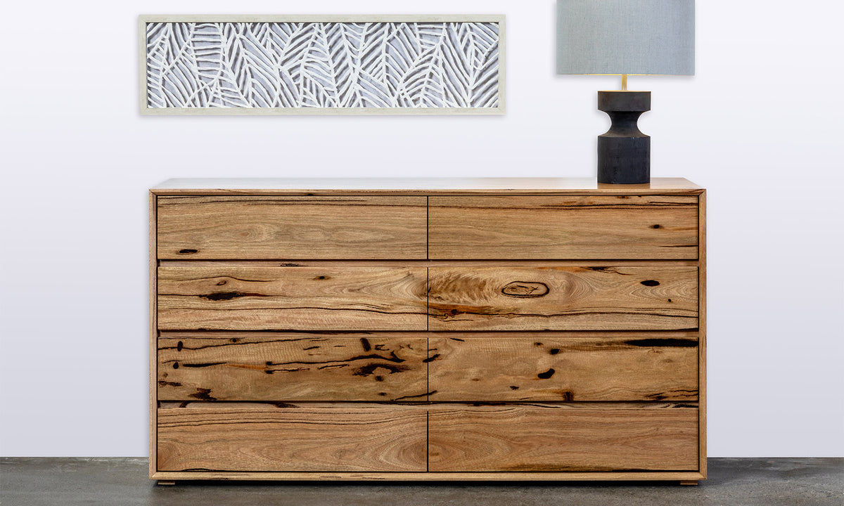 Apartment Marri or Jarrah Timber 8 Drawer Bedroom Dresser Perth WA