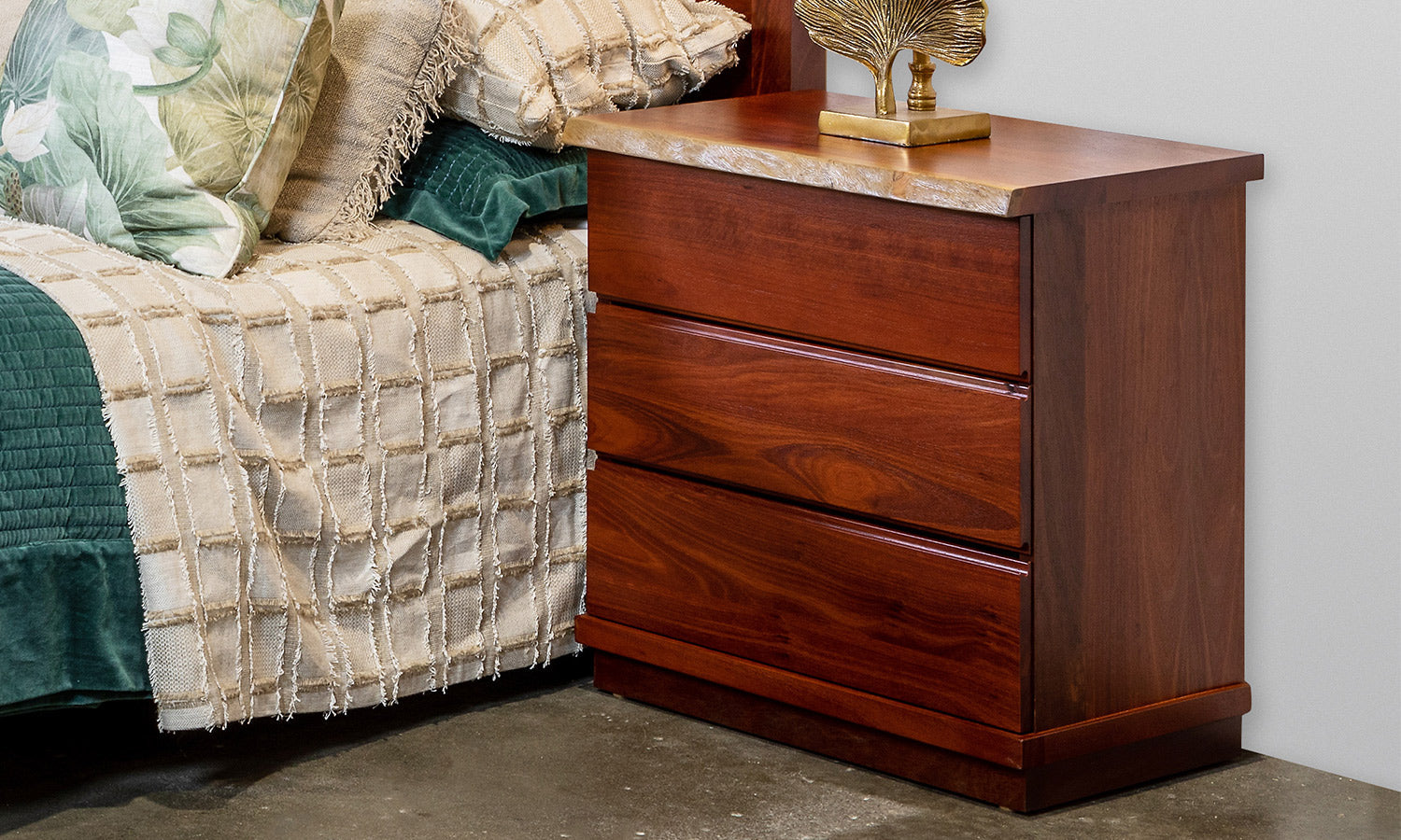 Naturaliste Natural Edge Jarrah or Marri Timber Wood Bedside Tables with drawers - Perth WA