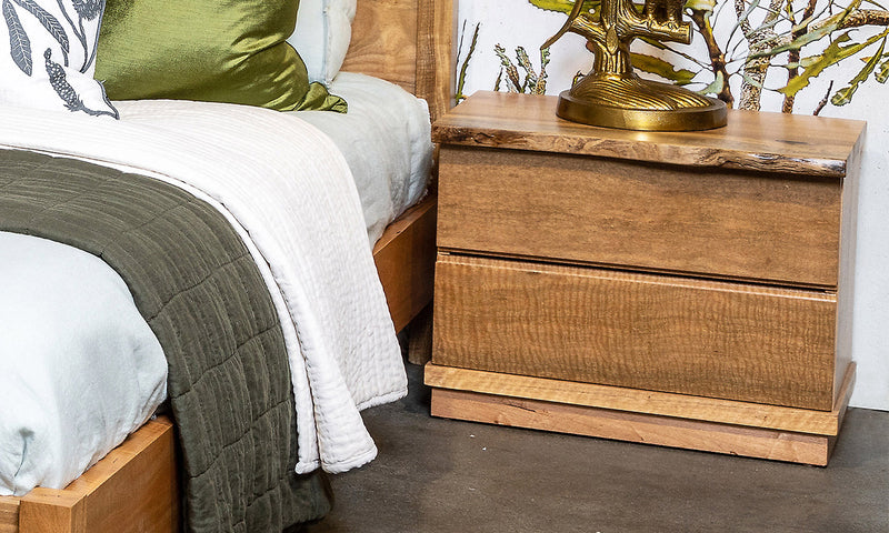 Naturaliste Natural Edge Jarrah or Marri Timber Wood Bedside Tables with drawers - Perth WA