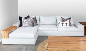 Ronan 3 seater chaise fabric lounge sofa Perth WA