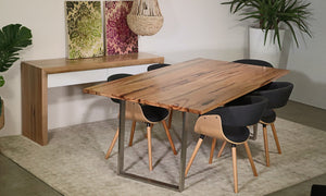 Studio Dining Table  W.A. Marri Also available in W.A. Jarrah Stainless Steel Base WA Made